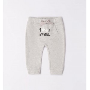 Pantaloni cu siret si imprimeu pentru bebe baiat, I Do, 4.6094PV23GR Pantaloni cu siret si imprimeu pentru bebe baiat, I Do, 4.6094PV23GR