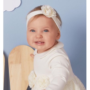 Bentita cu aplicatie floare pentru bebe fetita, I Do, 4.7042TI23ALB