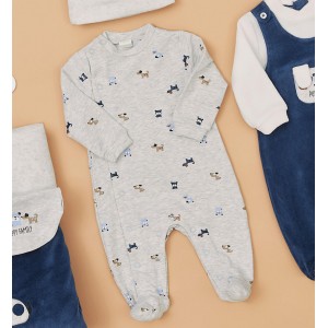 Salopeta lunga cu imprimeu pentru bebe baiat, I Do, 4.7182TI22GR