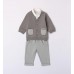 Compleu cardigan incorporat cu camasa si pantaloni eleganti pentru bebe baiat, I Do, 4.7184TI23GR