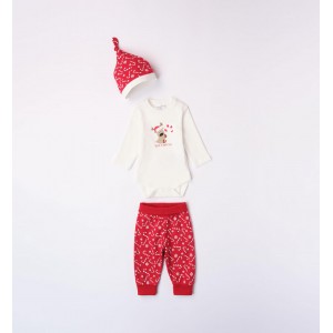 Compleu body, pantaloni si caciula Craciun unisex pentru nou nascut, I Do, 4.7186TI23RO