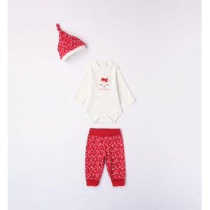 Compleu body, pantaloni si caciula Craciun pentru fetite, I Do, 4.7285TI23RO