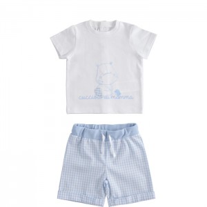 Compleu tricou si bermude pentru bebe baiat, I Do, 4.4070PV22BLE Compleu tricou si bermude pentru bebe baiat, I Do, 4.4070PV22BLE