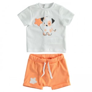 Compleu tricou si bermude pentru bebe baiat, I Do, 4.4073PV22ORG Compleu tricou si bermude pentru bebe baiat, I Do, 4.4073PV22ORG