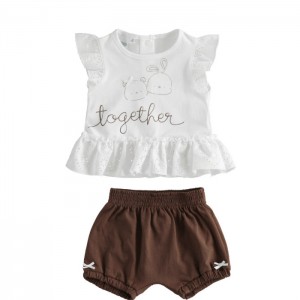 Compleu tricou si bermude pentru bebe fetita, I Do, 4.4647PV22MA