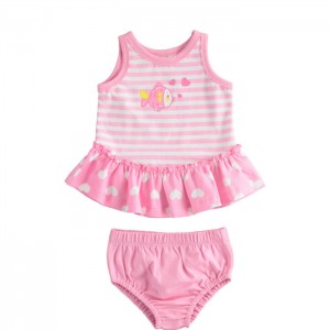 Compleu rochie si bermude pentru bebe fetita, I Do, 4.4653PV22RZ