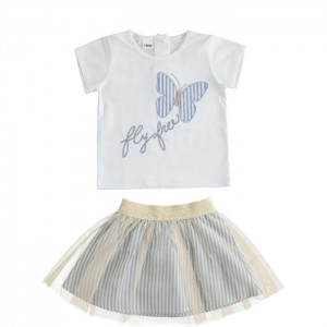 Compleu tricou cu imprimeu si fustita cu tull pentru fetite, I Do, 4.4780TI21BL