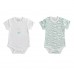 Set 2 body-uri bebeluși I Do din bumbac 100%, alb și verde mentă cu imprimeu iepurași, 4.4932PV22VE