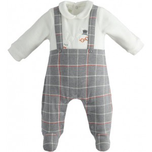 Salopeta lunga cu imprimeu pentru bebe baiat, I Do, 4.5175TI22GR