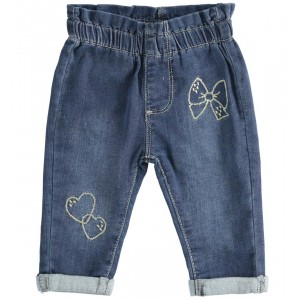 Pantaloni denim cu broderie pentru bebe fetita, I Do, 4.5241TI22ABS