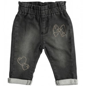 Pantaloni denim cu broderie pentru bebe fetita, I Do, 4.5241TI22GR