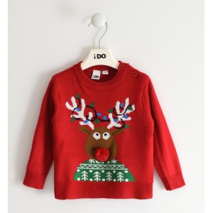 Pulover tricot cu model baiat , I Do, 4.5414TI22RO Pulover tricot cu model baiat , I Do, 4.5414TI22RO