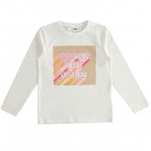 Bluza maneca lunga cu paiete reversibile pentru fete , I Do, 4.5874TI22ALB