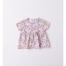 Tricou fetiță iDO cu imprimeu floral din bumbac elastic, model larg cu capse la spate, 4.6633PV23FU