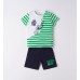 Compleu băieți I Do din bumbac 100%, tricou dungi verzi și pantaloni scurți bleumarin, 4.6713PV23VE