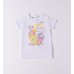 Tricou fetițe iDO din bumbac elastic cu imprimeu colorat, strasuri și sclipici, 4.6748PV23ALB