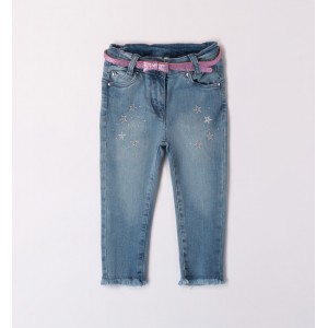 Pantaloni denim cu acesoriu curea pentru fetițe, I Do,4.7651TI23BL