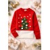 Pulover Tricotat Unisex Copii iDO Roșu, cu Imprimeu de Crăciun, din Acril, 4.7839TI23RO