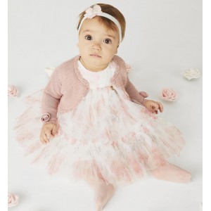 Rochie eleganta din voal cu imprimeu brodat pentru fetite, I Do, 4.8127PV24RZ Rochie eleganta din voal cu imprimeu brodat pentru fetite, I Do, 4.8127PV24RZ