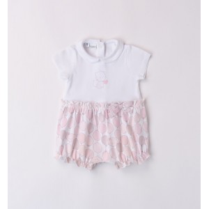 Salopeta scurta cu imprimeu pentru fetita nou nascut, I Do, 4.8161PV24RZ