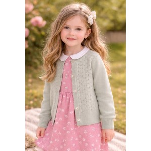 Cardigan fete iDO din tricot cu model perforat și închidere cu nasturi – stil elegant și confortabil, 4.8293PV24VE