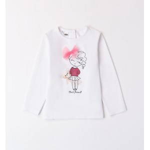 Bluza cu imprimeu si aplicatie tull pentru fete, I Do, 4.8332PV24ALB