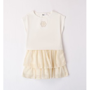 Set elegant fete iDO cu tricou bumbac și fustă broderie, I Do, 4.8547PV24CR