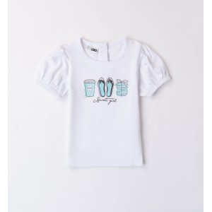 Tricou cu imprimeu si maneci bufante pentru fete, I Do, 4.8745PV24ALB
