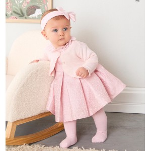 Rochie elegantă nou-născută iDO din jacquard cu tull pentru botez, 4.A267TI24RZ