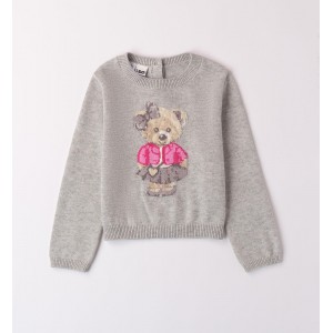 Pulover din tricot cu imprimeu ursulet pentru fetite , I Do, 4.A554TI24GR