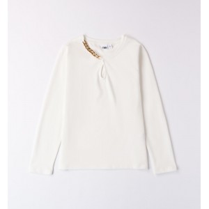 Bluza cu insertie bijuterie pentru fete, I Do, 4.A910TI24ALB