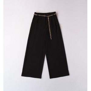 Pantaloni fete iDO din twill elastic cu croi lejer și curea aurie, 4.A962TI24NG Pantaloni fete iDO din twill elastic cu croi lejer și curea aurie, 4.A962TI24NG