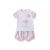 Set vară fetițe IDO din bumbac și elastan cu bluziță albă și pantaloni roz, 4.B092PV25RZ