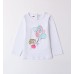 Bluză cu mânecă lungă iDO pentru fete din bumbac, cu imprimeu fetiță și baloane, 4.B406PV25ALB
