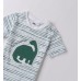 Tricou băieți iDO cu dungi și dinozaur brodat, 100% bumbac, 4.B455PV25VE