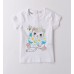 Tricou iDO fete alb din bumbac cu pisicuță și flori, 4.B545PV25ALB