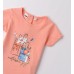 Tricou iDO pentru fete din bumbac cu imprimeu floral și nasturi la spate, 4.B545PV25CO