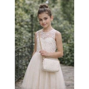Geantă iDO pentru fete tip shoulder bag, alba, cu bareta detașabilă și detalii metalice, 4.F979TI25ALB
