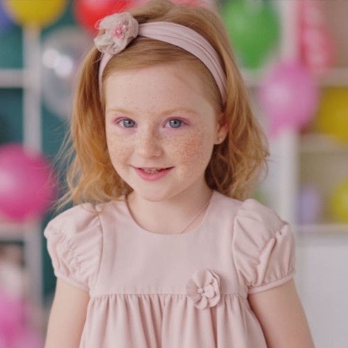 Rochiță bebe fete I Do roz pudră cu floare aplicată și bentiță, pentru ocazii speciale, 4.7267TI23RZ