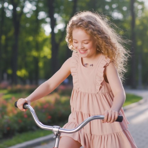 Rochie fete I Do roz pudră, jerseu 100% bumbac, cu volane, 4.6733PV23RZ