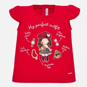 Tricou maneca scurta cu desen bebe fetita, Mayoral, 1060PV20ROSU