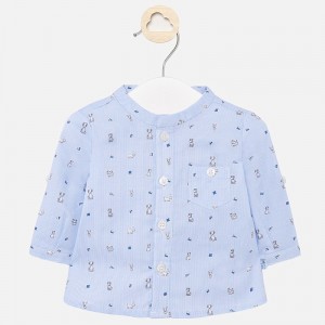 Camasa maneca lunga guler tunica bebe baiat nou-nascut, Mayoral, 1143PV20SKY