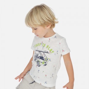 Tricou maneca scurta masina baiat, Mayoral, 3062PV20ALB2