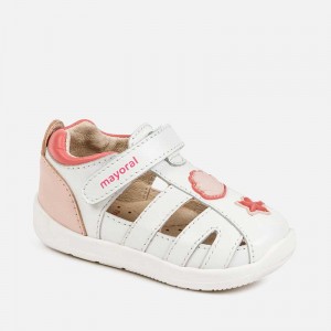 Sandale cu detalii bebe fetita, Mayoral, 41130PV20ALB