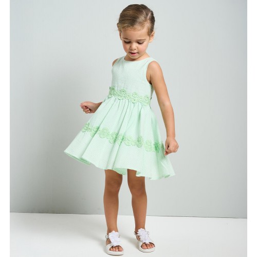 Rochie fără mâneci iDO pentru fete din seersucker cu dantelă decorativă și căptușeală din bumbac, 4.B491PV25VE Rochie fără mâneci iDO pentru fete din seersucker cu dantelă decorativă și căptușeală din bumbac, 4.B491PV25VE