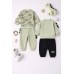 Set treninguri bebe iDO cu tematică dinozauri din bumbac flaușat, 4.F010TI25VE Set treninguri bebe iDO cu tematică dinozauri din bumbac flaușat, 4.F010TI25VE