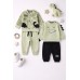 Set treninguri bebe iDO cu tematică dinozauri din bumbac flaușat, 4.F010TI25VE Set treninguri bebe iDO cu tematică dinozauri din bumbac flaușat, 4.F010TI25VE