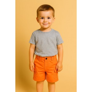 Bermude iDO pentru băieți, bumbac 100%, model uni cu buzunare cargo și talie elastică ajustabilăa, 0.8143PV24ORG