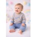 Set bebeluși Minibanda două piese gri-albastru, hanorac cu broderie și pantaloni, 3.F634TI25GR