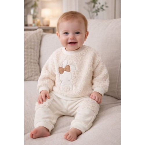 Trening fetițe iDO bei, set bluză și pantaloni din material moale și călduros, 4.F095TI25CR Trening fetițe iDO bei, set bluză și pantaloni din material moale și călduros, 4.F095TI25CR